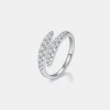 925 Sterling Silver Moissanite Bypass Ring - Silver