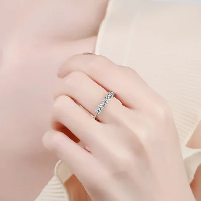 925 Sterling Silver Moissanite Ring - Silver