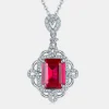 925 Sterling Silver Ruby Pendant Necklace - Silver