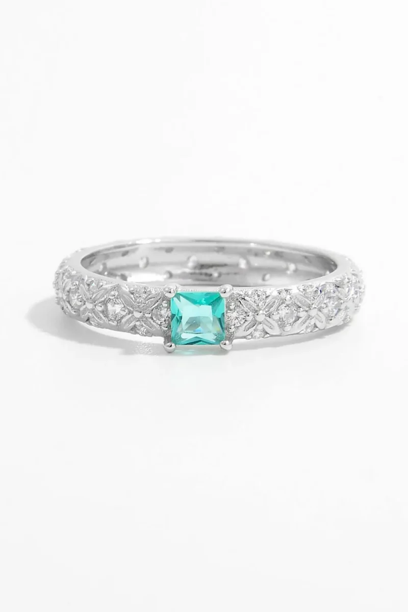 925 Sterling Silver Square Zircon Ring - Silver