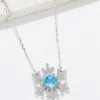 925 Sterling Silver Topaz Snowflake Shape Necklace - Silver