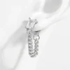 925 Sterling Silver Zircon Chain Earrings - Silver