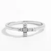 925 Sterling Silver Zircon Cross Ring - Silver