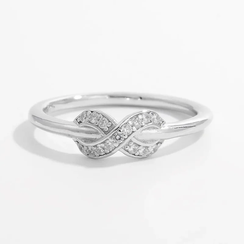 925 Sterling Silver Zircon Geometric Ring - Silver