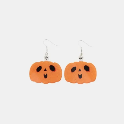 Acrylic Alloy Pumpkin Shape Earrings - Tangerine