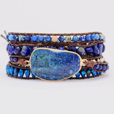 Alloy Bead Braided Bracelet - Royal Blue