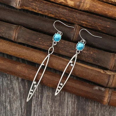 Alloy Rhinestone Asymmetric Earrings - Silver