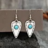 Alloy Turquoise Heart Dangle Earrings - Silver