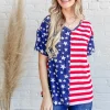 American Flag Short Sleeve Top - Red/Navy