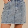 Bow Printed Casual Denim Mini Skirt - Indigo