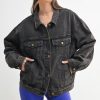 Boxy-Cut Denim Jacket - Charcoal Grey