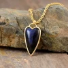 Copper Labradorite Heart Shape Necklace - Gold