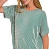 Corded Rib Short Sleeve T-Shirt - Dk Green