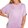 Corded Rib Short Sleeve T-Shirt - Lavender