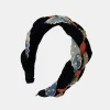 Denim Braided Wide Headband - Black