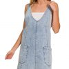Denim Overall Mini Dress - Light