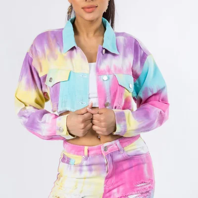 Distressed Back Cropped Denim Jacket - Unicorn