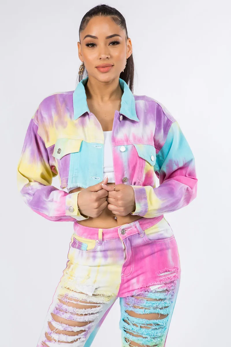 Distressed Back Cropped Denim Jacket - Unicorn