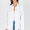 Distressed Frayed Hem Denim Jacket - White