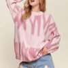 Drop Shoulder Graffiti Sweater - Pink