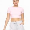 Essential Micro-ribbed Cropped Athleisure Tee - Cool Pink