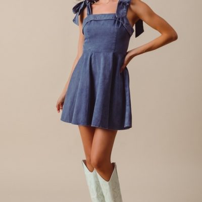 Fit and Flare Washed Gameday Dress - Navy