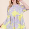 Floral Babydoll Tunic Top - Lavender
