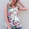 Floral Printed Casual Tank Top - Peach