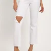 Full Size Distressed Cropped Straight Jeans - White