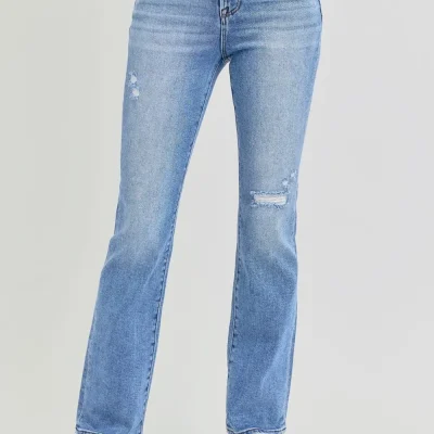 Full Size Distressed High-Rise Ankle Straight Jeans - Medium