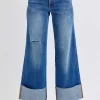 Full Size Distressed High Waist Wide Leg Jeans - Medium