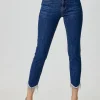Full Size Embellished Mid Rise Crop Skinny Jeans - Dark