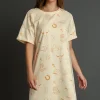 Full Size French Terry Short Sleeve Round Neck Dress Plus Size - Natural