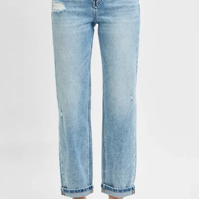 Full Size High Rise Ankle Boyfriend Distressed Jeans Plus Size - Light