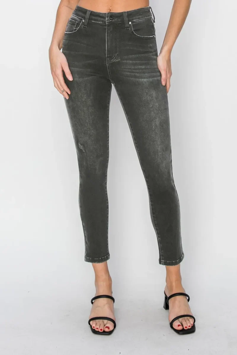 Full Size High Rise Ankle Skinny Jeans - Black