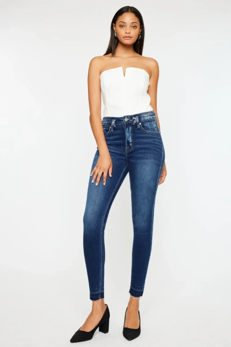 Full Size High Rise Ankle Skinny Jeans - Dark