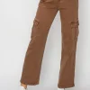 Full Size High Rise Cargo Jeans - Espresso