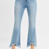 Full Size High Rise Crop Bootcut Fray Hem Jeans Plus Size - Light