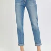 Full Size High Rise Cropped Roll Up Jeans - Medium