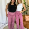 Full Size High Rise Garment Dye Wide Leg Jeans - French Rose