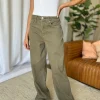 Full Size High Rise Garment Dye Wide Leg Jeans - Sage