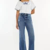 Full Size High Rise Slim Wide Leg Jeans - Medium