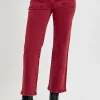 Full Size High Rise Straight Jeans With Patch Pockets - Wine