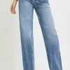 Full Size High Rise Straight Leg Jeans With Pockets - Medium