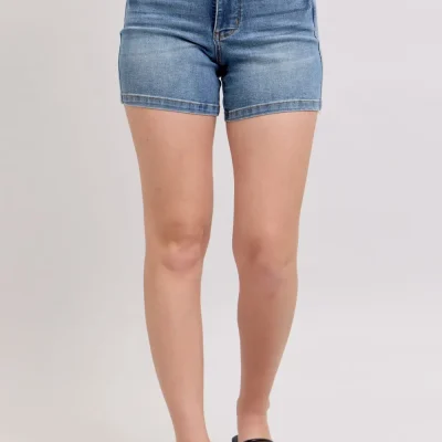 Full Size High Rise Tummy Control Denim Shorts Plus Size - Medium