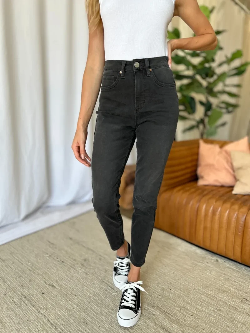 Full Size High Rise Tummy Control Skinny Jeans - Black