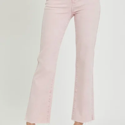 Full Size High Rise Tummy Control Straight Jeans - Acid Pink