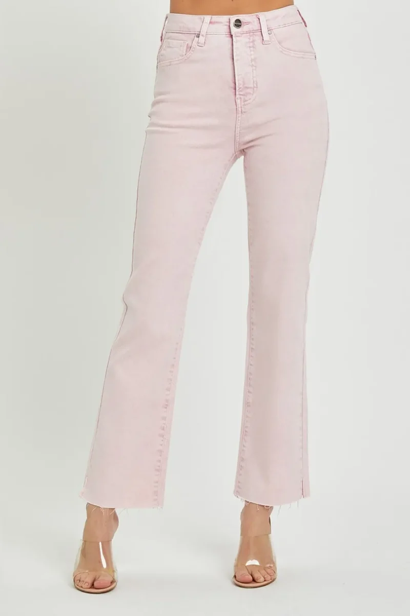 Full Size High Rise Tummy Control Straight Jeans - Acid Pink