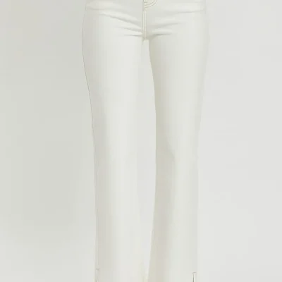 Full Size High Rise Tummy Control Straight Jeans - Cream