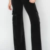 Full Size High Rise Wide Leg Cargo Jeans - Black